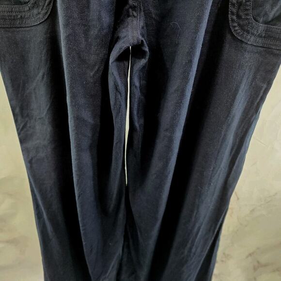 Anthropologie Pants Womens 27 Blue Linen Wide Leg High Rise Navy Tie Chambray - Picture 7 of 12